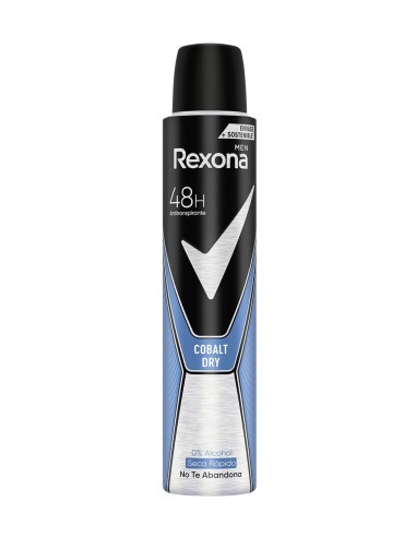 Rexona Desodorante Spray Men Cobalt Dry 200 ml 0% Alcohol | Drolim.com