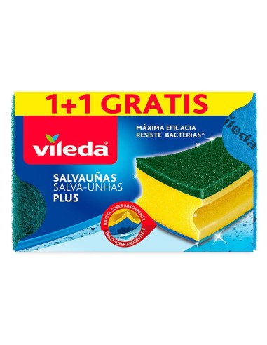 VILEDA ESTROPAJO SALVAUÑAS PLUS 1+1 GRATIS ANTIBACTERIAS