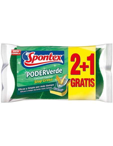 Estropajo Spontex Poder Verde pack promocional 2+1 gratis.