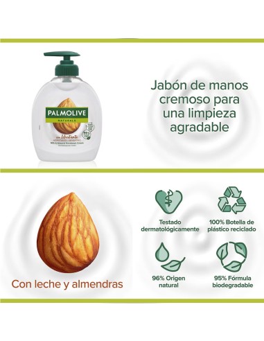 Palmolive Jabón de Manos Líquido Leche Almendra 300 ml | Drolim.com