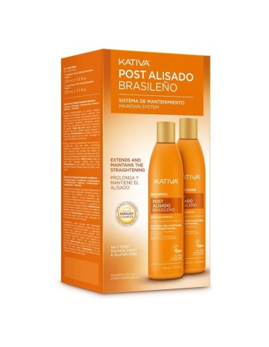 Kativa Tratamiento Post Alisado Brasileño Champú y Acondicionador Antifrizz 225 ml | Drolim.com