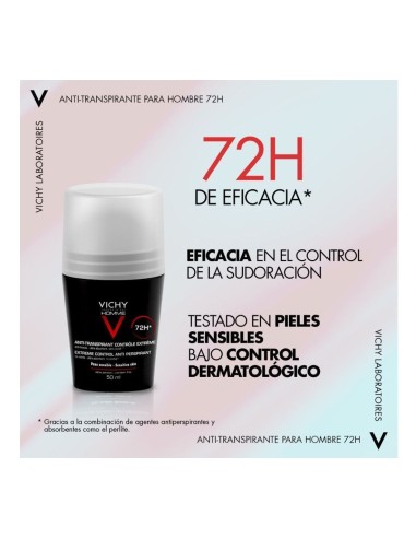 VICHY DESODORANTE ROLL-ON HOMME 72H ANTI-TRANSPIRANTE 50 ML