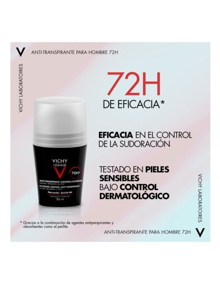 VICHY DESODORANTE ROLL-ON HOMME 72H ANTI-TRANSPIRANTE 50 ML