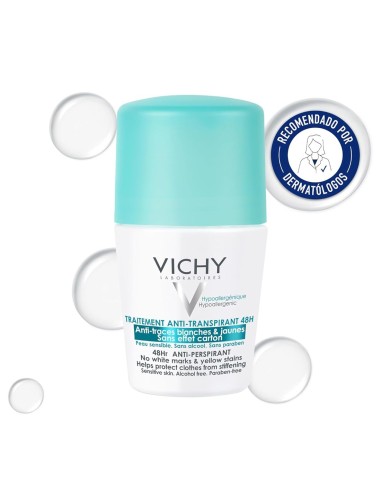 Vichy Roll-On Antitranspirante 48H  Fórmula hipoalergénica sin alcohol ni parabenos