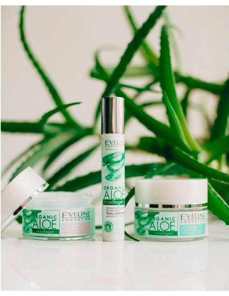 Eveline Organic Aloe + Collagen Crema-Gel Facial Hidratante y Calmante 50 ml