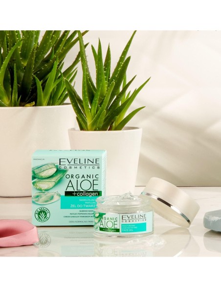 Eveline Organic Aloe + Collagen Gel Facial Hidratante y Matificante 50 ml