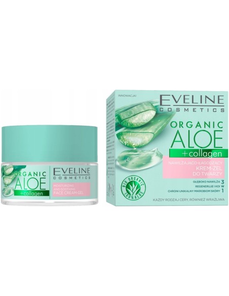 Eveline Organic Aloe + Collagen Crema-Gel Facial Hidratante y Calmante 50 ml