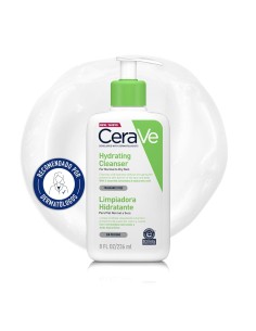 Bote de crema limpiadora hidratante CeraVe de 236 ml para piel normal a seca con dispensador