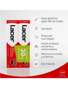 Lacer Pasta Dentífrica Duplo 2x125 ml  Pack ahorro anticaries y protección bucal 2