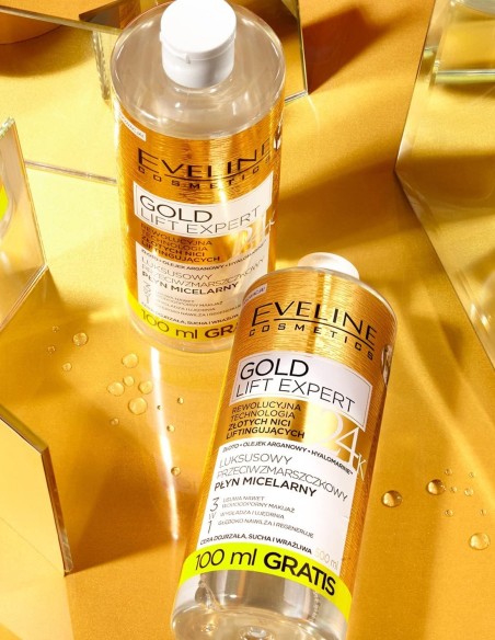 Eveline Agua Micelar Antiarrugas 3en1 500 ml Gold Lift Expert