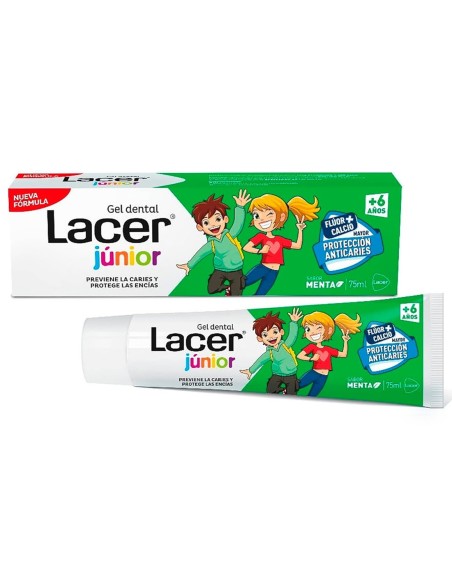 Lacer Junior Gel Dentífrico 75 ml con flúor y sabor a menta