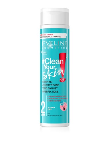 Tónico Purificante Matificante Eveline Clean Skin 225 ml