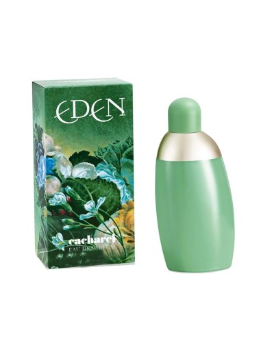 Estuche floral verde y frasco de Eden de Cacharel de 30 ml.