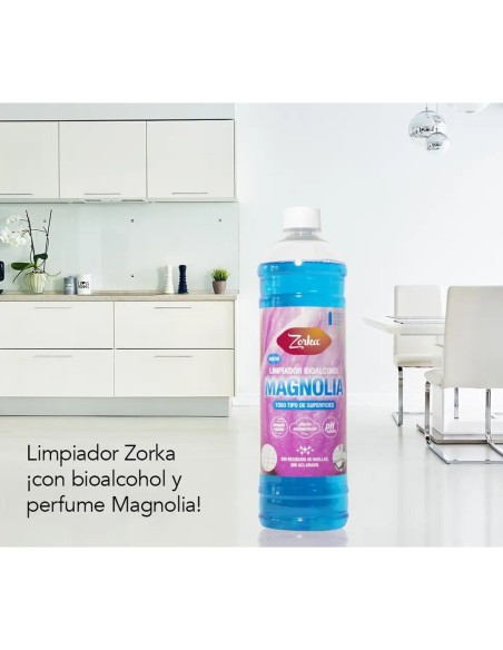 Limpiador Zorka Magnolia 1L: limpia y perfuma cocinas, baños y suelos delicados