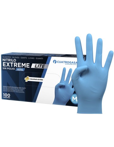 Cuatrogasa Guante Nitrilo Extreme Lite Azul Talla Mediana