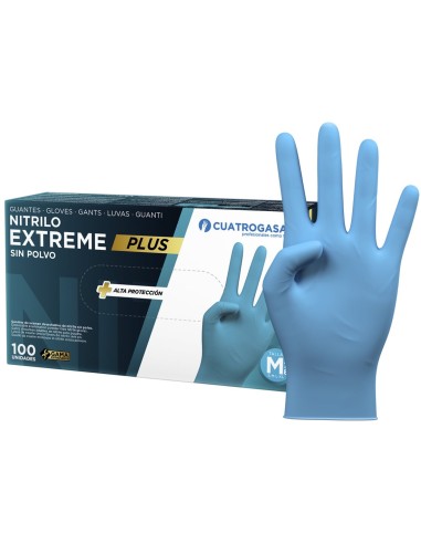 Guantes Nitrilo Cuatrogasa Extreme Plus Azul Talla M