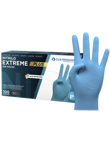 Guantes Nitrilo Cuatrogasa Extreme Plus Azul Talla S