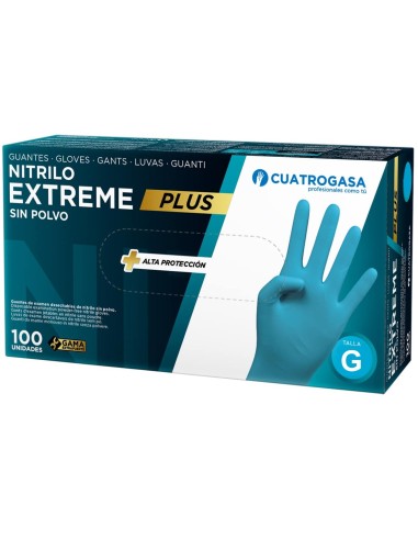 Guantes Nitrilo Cuatrogasa Extreme Plus Azul Talla L