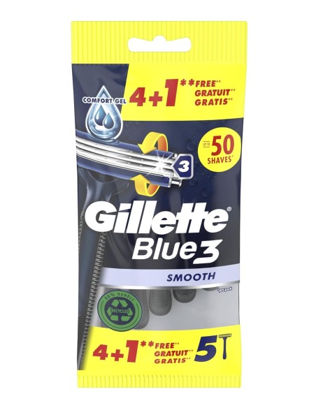Gillette Blue 3 pack 4+1 maquinillas desechables con 3 hojas y banda lubricante