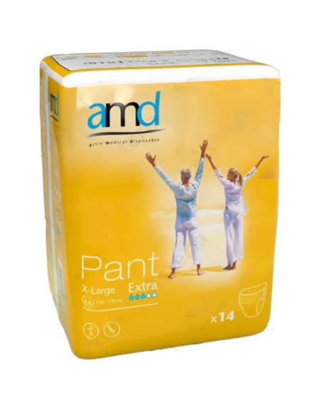 Paquete de braga pañal para adulto AMD Pant Extra talla X-Large de 14 unidades.