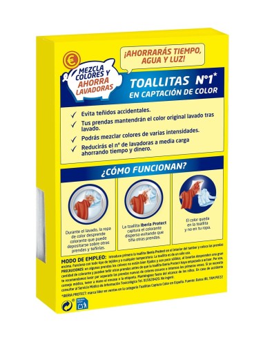 Toallitas Iberia Anti-Transferencia de Color, Pack 15+5 Unidades Gratis