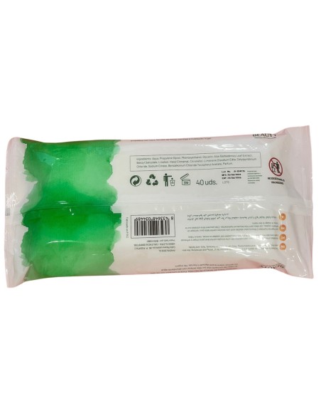 Pack de 40 toallitas de higiene corporal Q Beauty con extracto de Aloe.