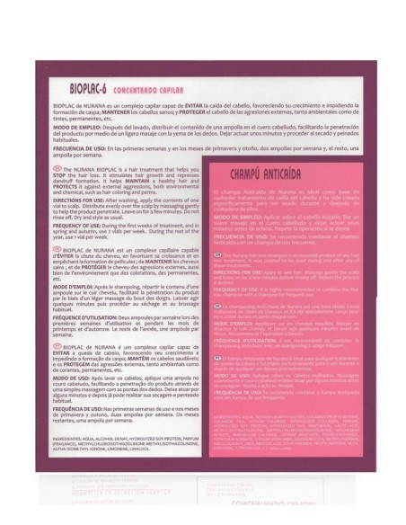 Nurana Bioplac Tratamiento Anticaída Champú + 6 Ampollas Concentrado Capilar