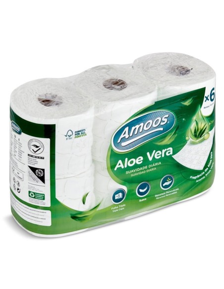 Amoos Papel Higiénico Aloe Vera Triple Capa 6 rollos