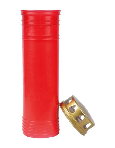 Velón rojo de larga duración para cementerios y altares.