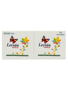 Pack de 100 servilletas blancas 20x20 cm, 2 capas premium para uso profesional o doméstico.