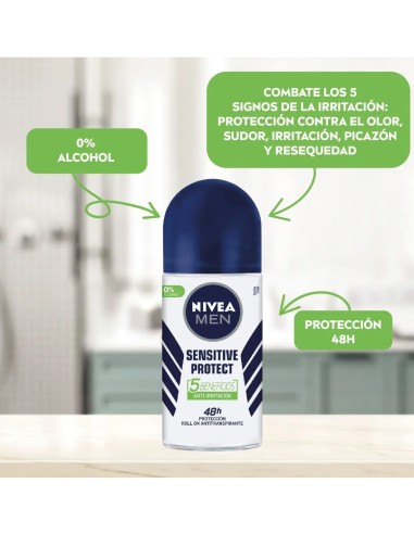 Desodorante Nivea Roll-on Sensitive Protect 50 ml | Sin Alcohol
