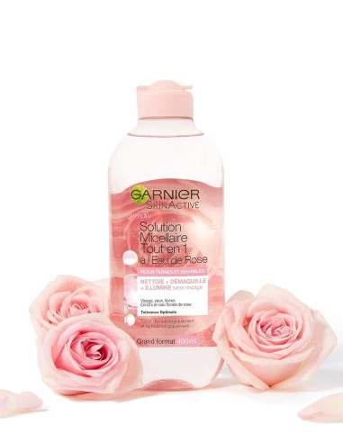 Garnier Agua Micelar 400 ml con agua de rosas para piel fresca y tonificada