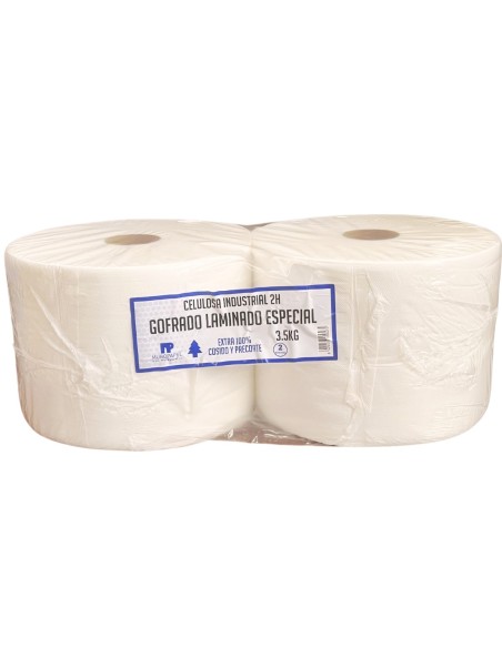 Bobina industrial tisú blanco gofrado 2H 3,5 kg