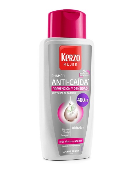 Kerzo Champú Anticaída Mujer 400 ml  Prevención y densidad Kerzo Champú Anticaída Mujer 400 ml  Prevención y densidad