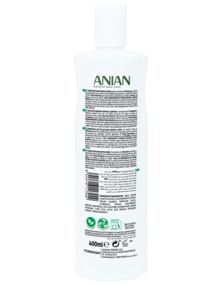 Anian Champú Anticaspa Mentol 400 ml - Frescor y Protección