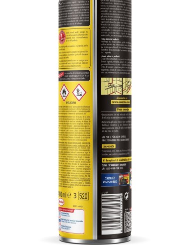 Vista trasera de la etiqueta con advertencias de seguridad e instrucciones del insecticida Cucal.