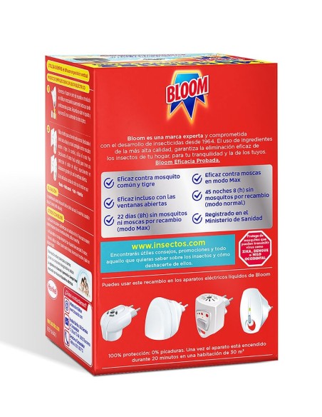 Bloom Recambio Líquido Max 45 Noches Moscas y Mosquitos