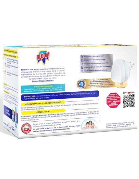 Bloom Eléctrico Aparato Zero Mosquitos + 2 Recambios 90 Noches