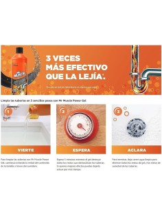 Mr Muscle Desatascador en Gel 1L, acción potente en tuberías 2