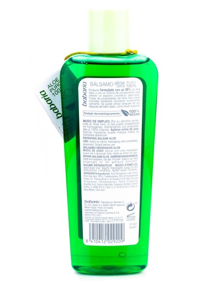 Babaria Aloe Vera 250ml: bálsamo reparador e hidratante.