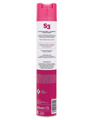 S3 Laca Cabello Fijación Extrafuerte Spray 400 ml