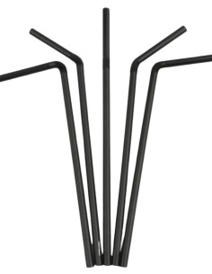 Cañitas flexibles papel negras biodegradables 100 uds