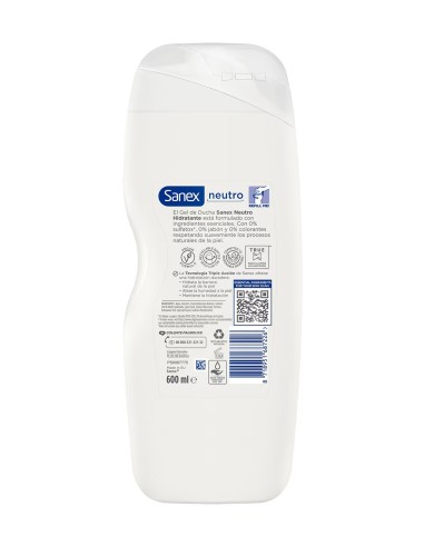 Sanex Gel de Baño Neutro 600ml Hidratante | Drolim.com