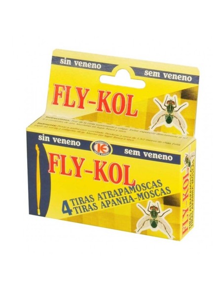 Fly-Kol Tira Atrapamoscas 4 Unidades Sin Veneno | Drolim.com