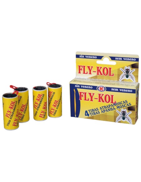 Fly-Kol Tira Atrapamoscas 4 Unidades Sin Veneno | Drolim.com