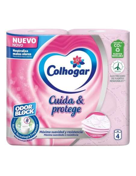 Colhogar Papel Higiénico Protect Rosa 4 Rollos 3 Capas.
