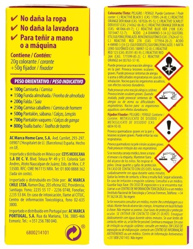 Iberia Tinte para Teñir Prendas Color Granate | Drolim