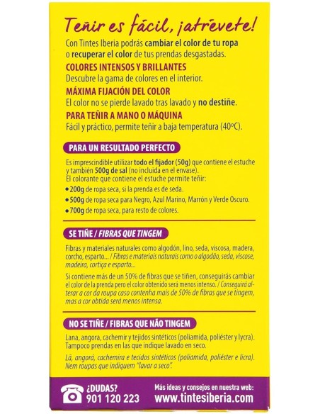 Iberia Tinte para Teñir Prendas Color Granate | Drolim