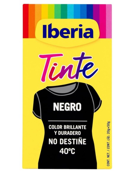 Iberia Tinte de Ropa 40º Negro, color intenso y duradero