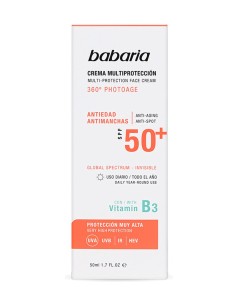 Babaria Crema Facial Multiprotección SPF50+ 50 ml